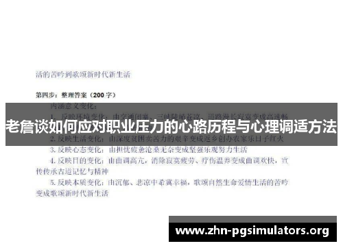 老詹谈如何应对职业压力的心路历程与心理调适方法 老詹谈如何应对职业压力的心路历程与心理调适方法