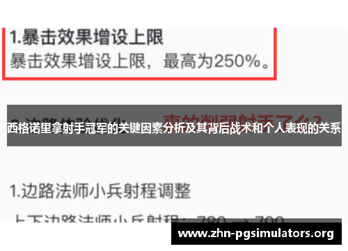 西格诺里拿射手冠军的关键因素分析及其背后战术和个人表现的关系 西格诺里拿射手冠军的关键因素分析及其背后战术和个人表现的关系